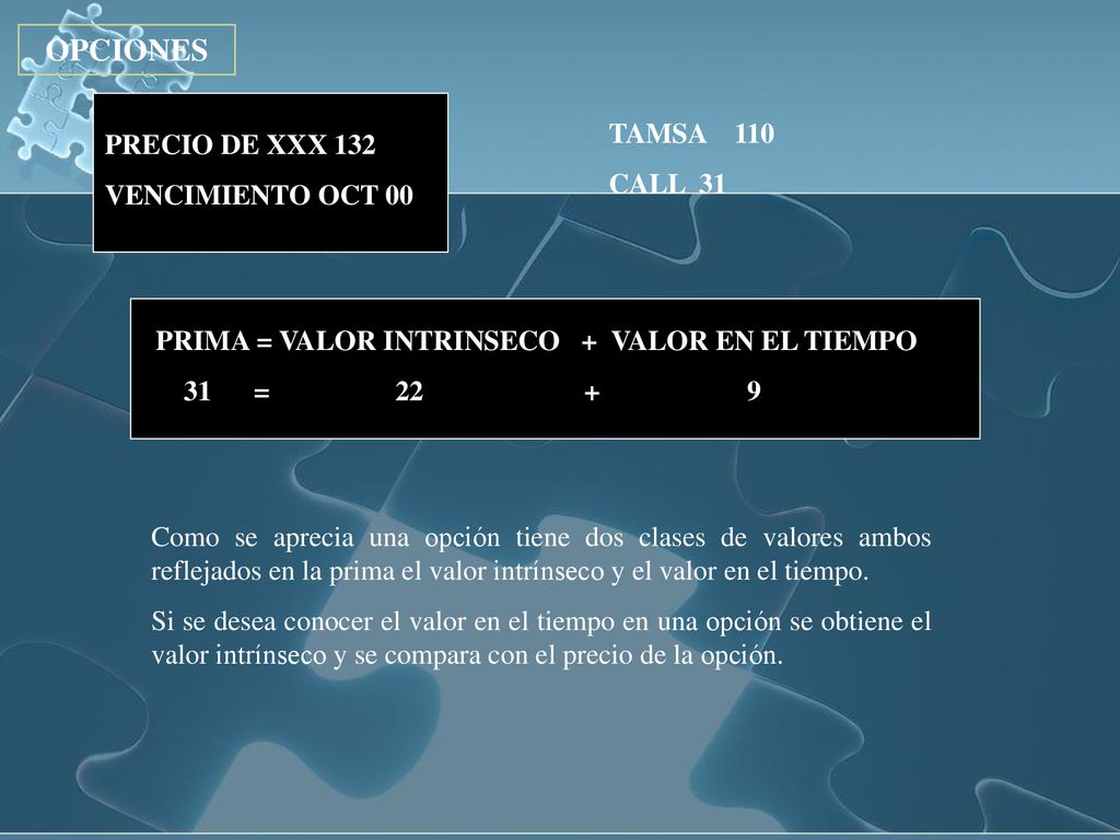 OPCIONES TAMSA 110 PRECIO DE XXX 132 CALL 31 VENCIMIENTO OCT 00