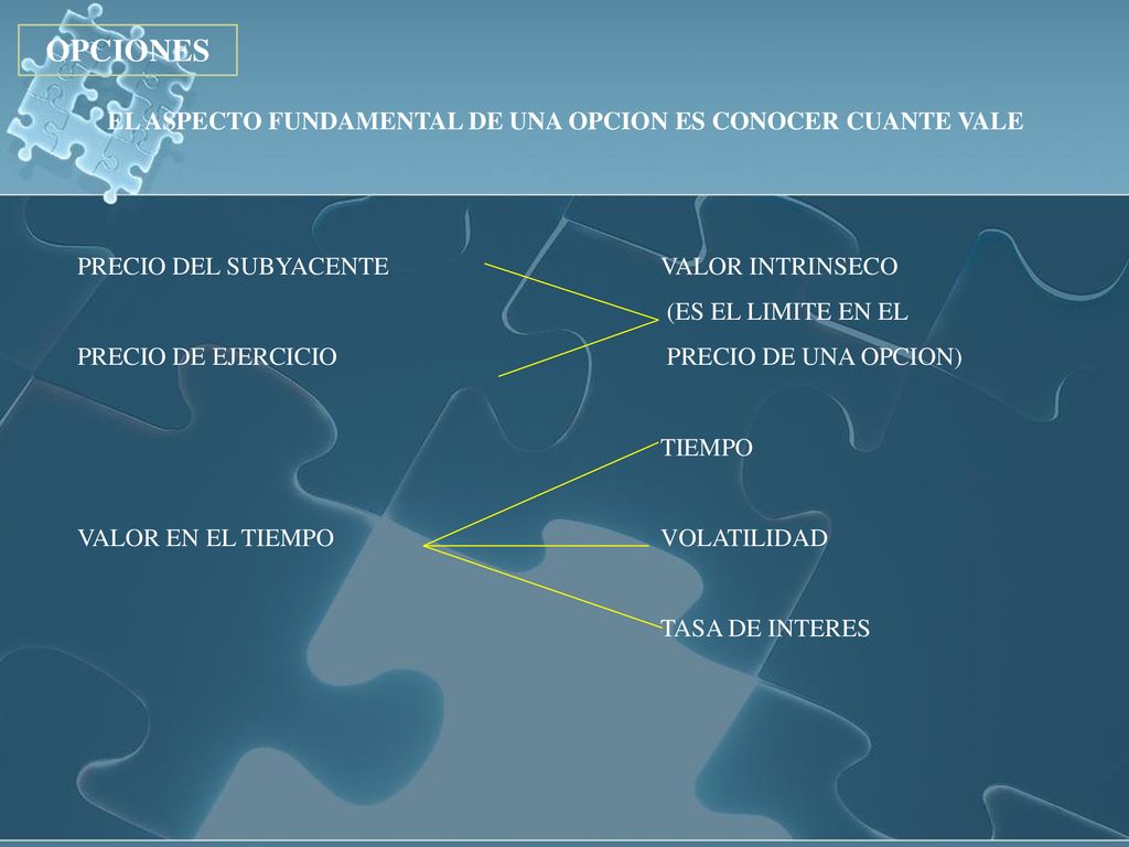 EL ASPECTO FUNDAMENTAL DE UNA OPCION ES CONOCER CUANTE VALE