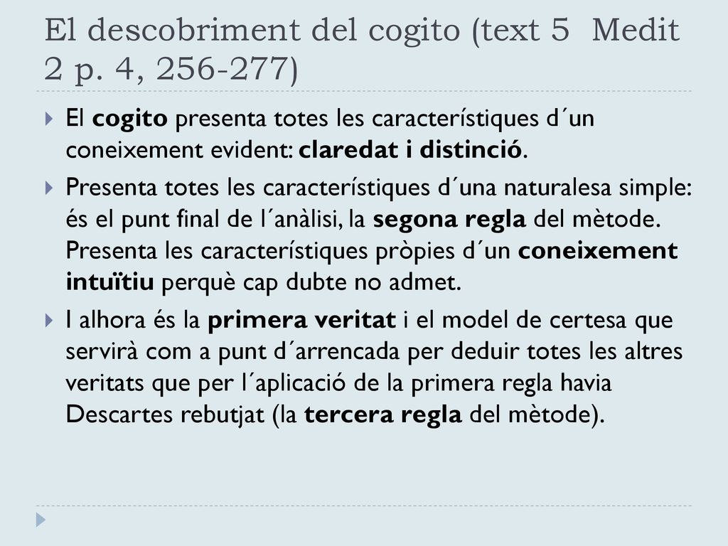El descobriment del cogito (text 5 Medit 2 p. 4, )