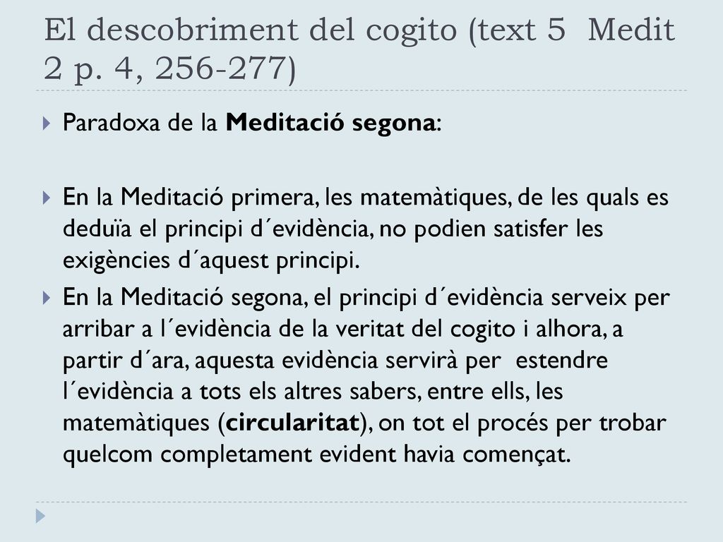 El descobriment del cogito (text 5 Medit 2 p. 4, )