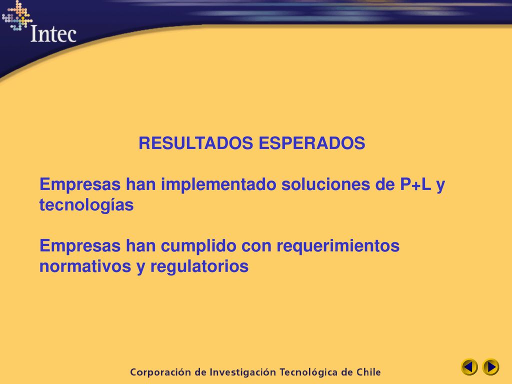 RESULTADOS ESPERADOS Empresas han implementado soluciones de P+L y tecnologías.