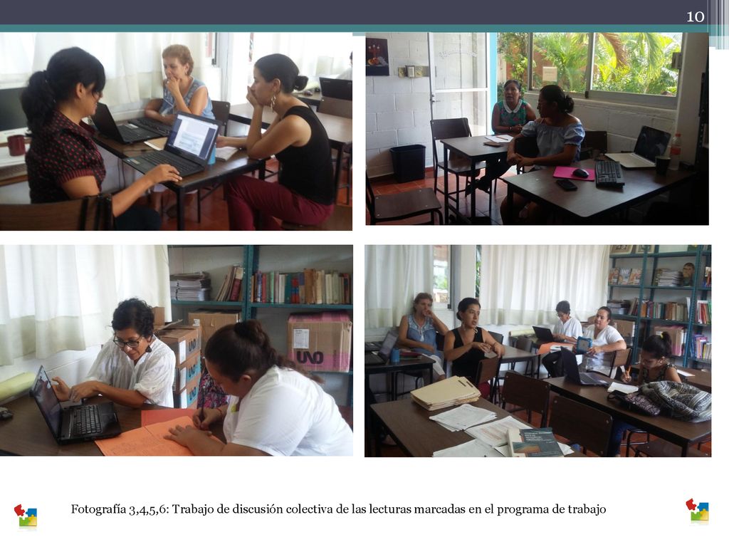 Fotografía 3,4,5,6: Trabajo de discusión colectiva de las lecturas marcadas en el programa de trabajo