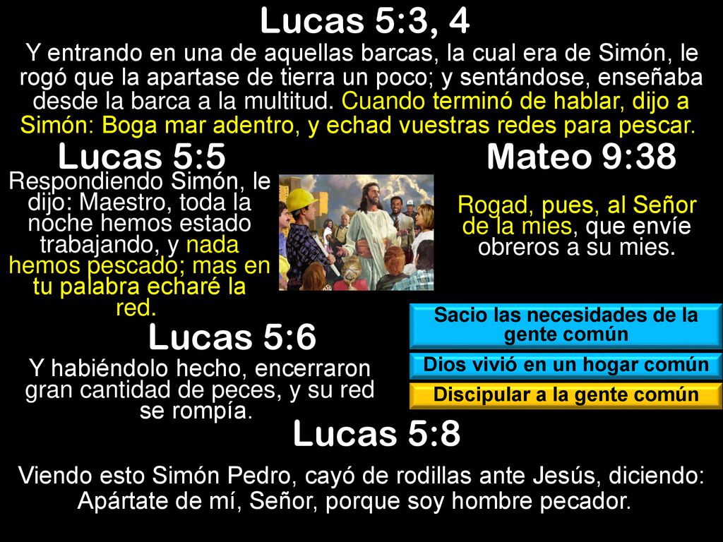 Lucas 5:3, 4 Lucas 5:5 Mateo 9:38 Lucas 5:6 Lucas 5:8