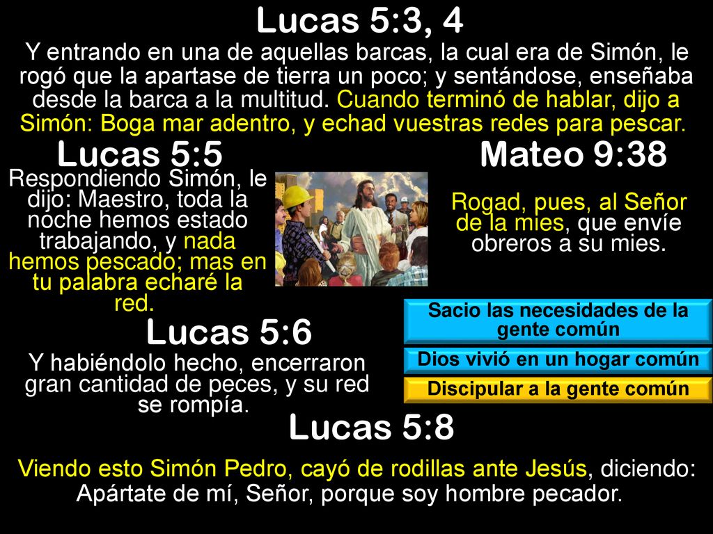 Lucas 5:3, 4 Lucas 5:5 Mateo 9:38 Lucas 5:6 Lucas 5:8