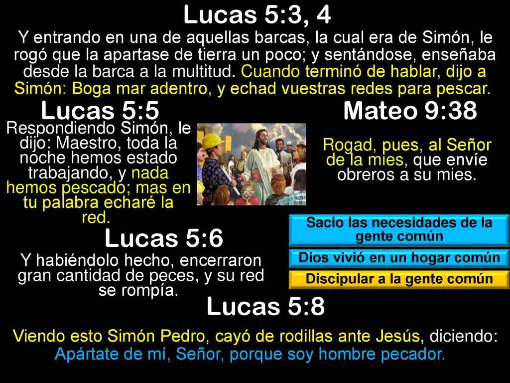 Lucas 5:3, 4 Lucas 5:5 Mateo 9:38 Lucas 5:6 Lucas 5:8