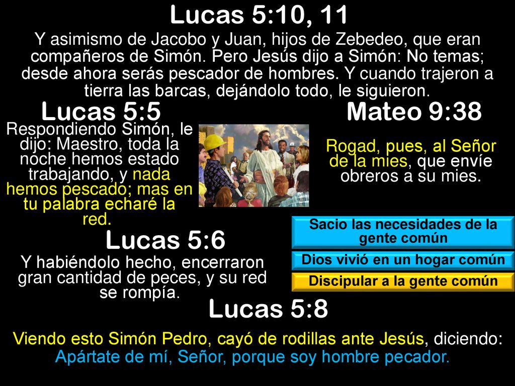 Lucas 5:10, 11 Lucas 5:5 Mateo 9:38 Lucas 5:6 Lucas 5:8