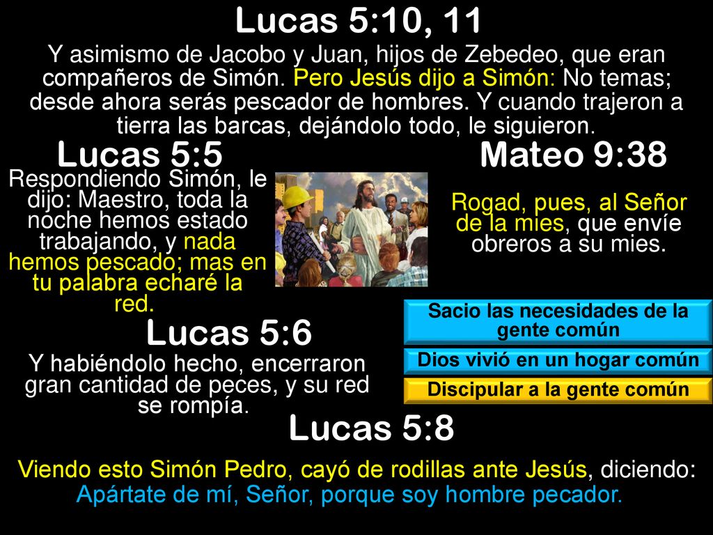 Lucas 5:10, 11 Lucas 5:5 Mateo 9:38 Lucas 5:6 Lucas 5:8
