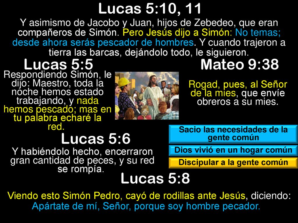 Lucas 5:10, 11 Lucas 5:5 Mateo 9:38 Lucas 5:6 Lucas 5:8
