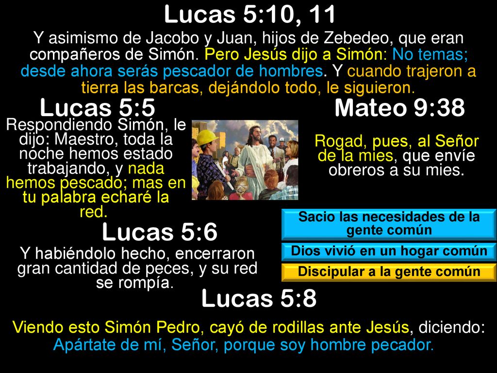 Lucas 5:10, 11 Lucas 5:5 Mateo 9:38 Lucas 5:6 Lucas 5:8