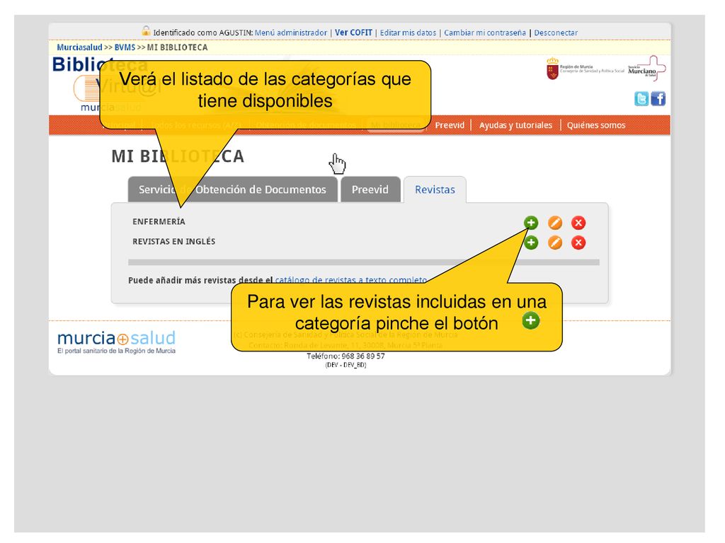 Verá el listado de las categorías que tiene disponibles