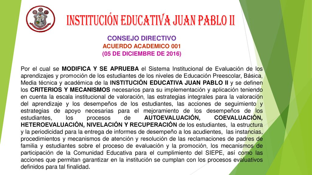 CONSEJO DIRECTIVO ACUERDO ACADEMICO 001 (05 DE DICIEMBRE DE 2016)