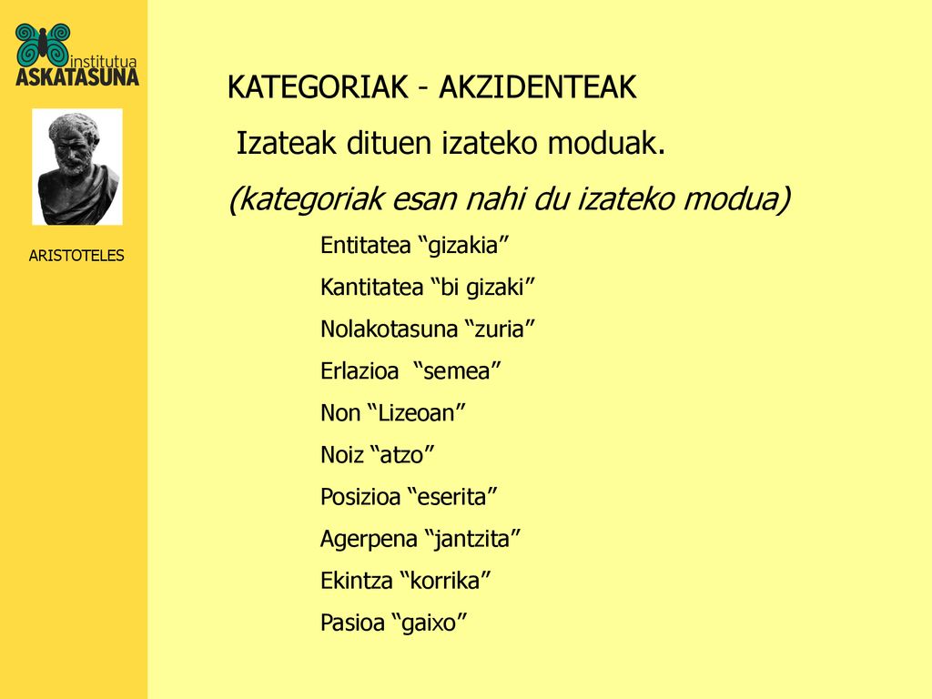 KATEGORIAK - AKZIDENTEAK Izateak dituen izateko moduak.