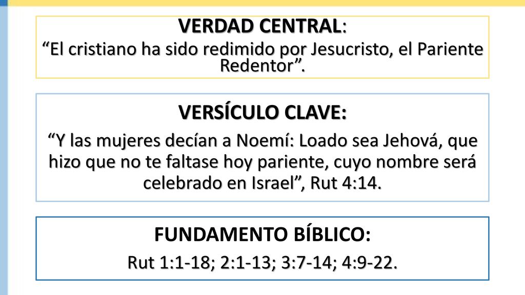 El cristiano ha sido redimido por Jesucristo, el Pariente Redentor .