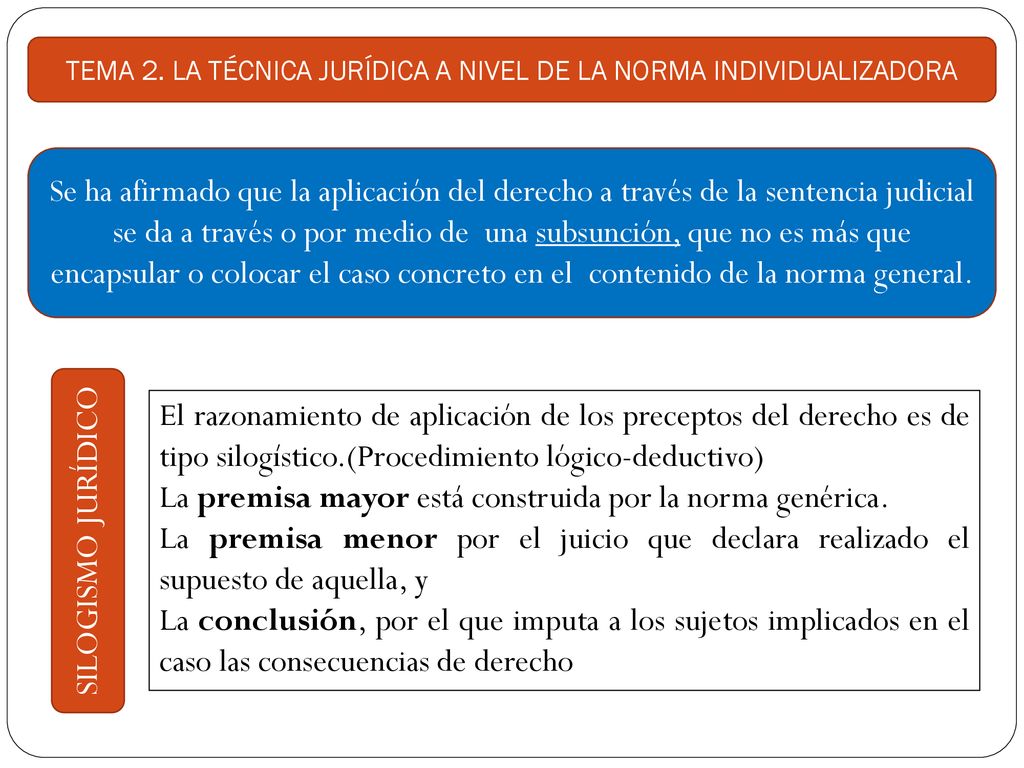 TEMA 2. LA TÉCNICA JURÍDICA A NIVEL DE LA NORMA INDIVIDUALIZADORA