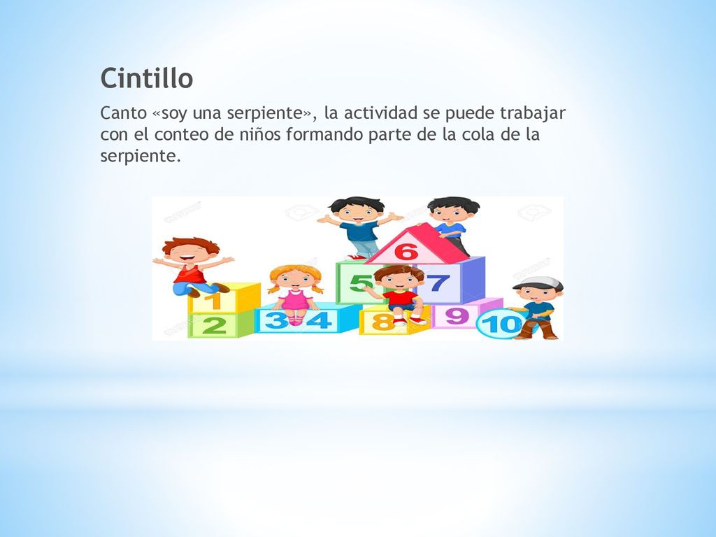 Cintillo Canto «soy una serpiente», la actividad se puede trabajar con el conteo de niños formando parte de la cola de la serpiente.