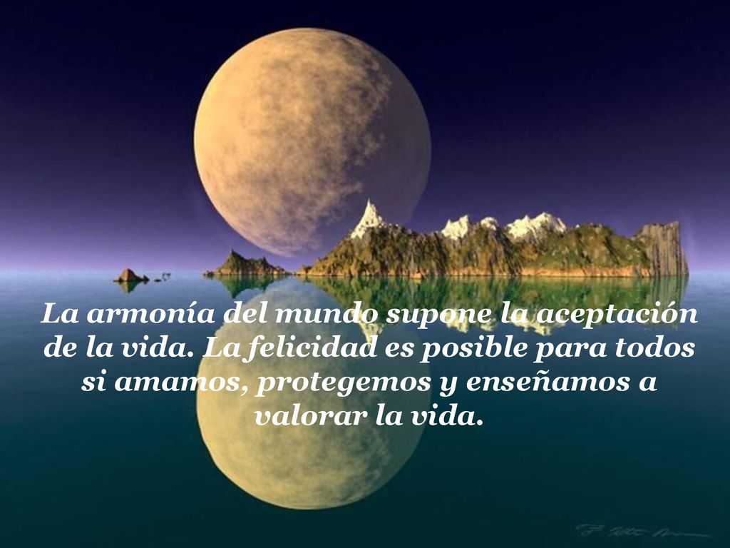 La armonía del mundo supone la aceptación de la vida