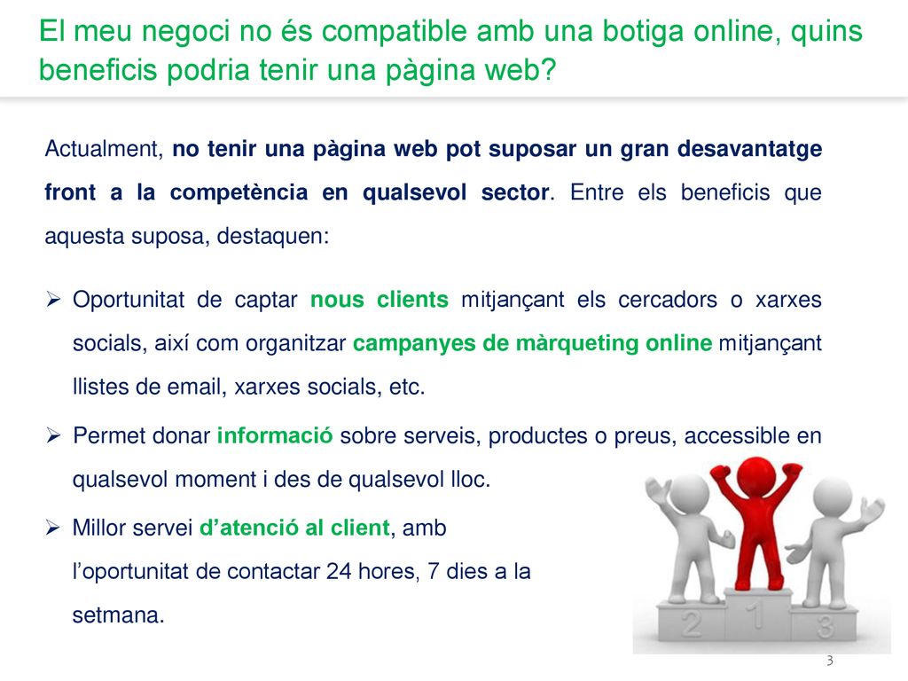 El meu negoci no és compatible amb una botiga online, quins beneficis podria tenir una pàgina web
