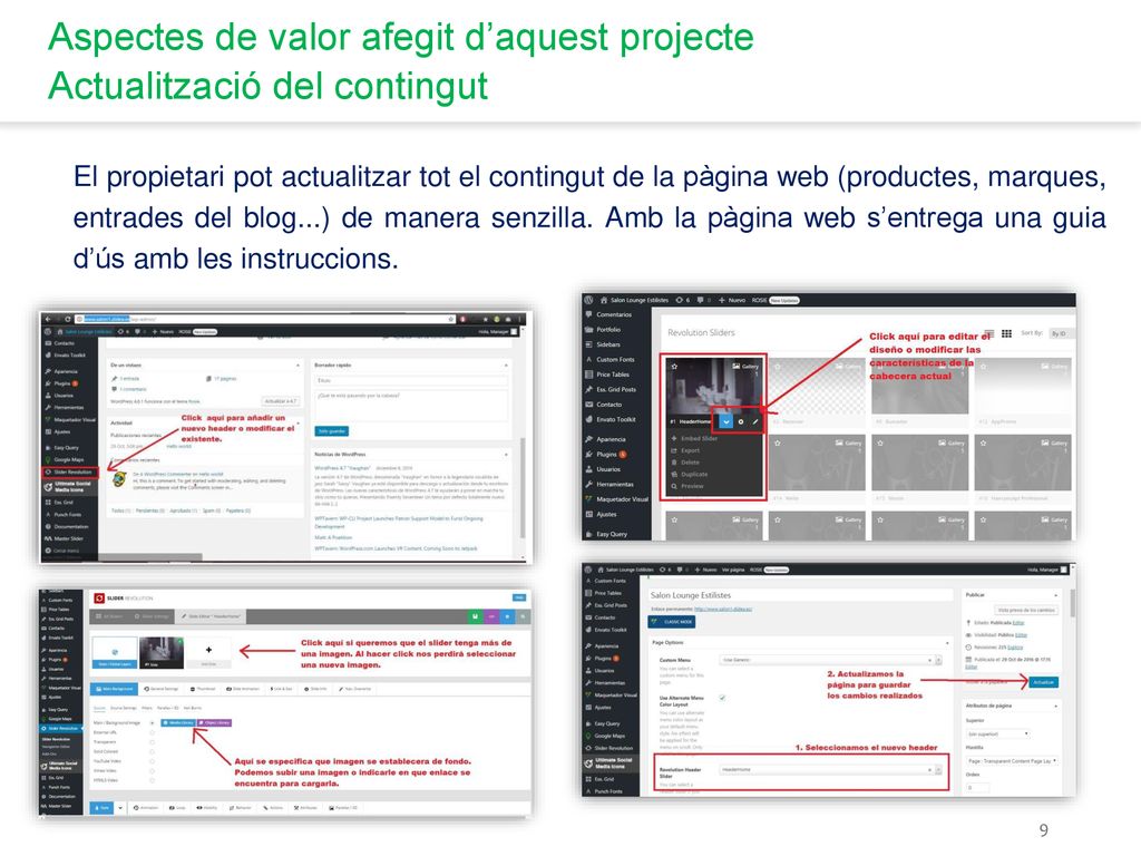 Aspectes de valor afegit d’aquest projecte Actualització del contingut