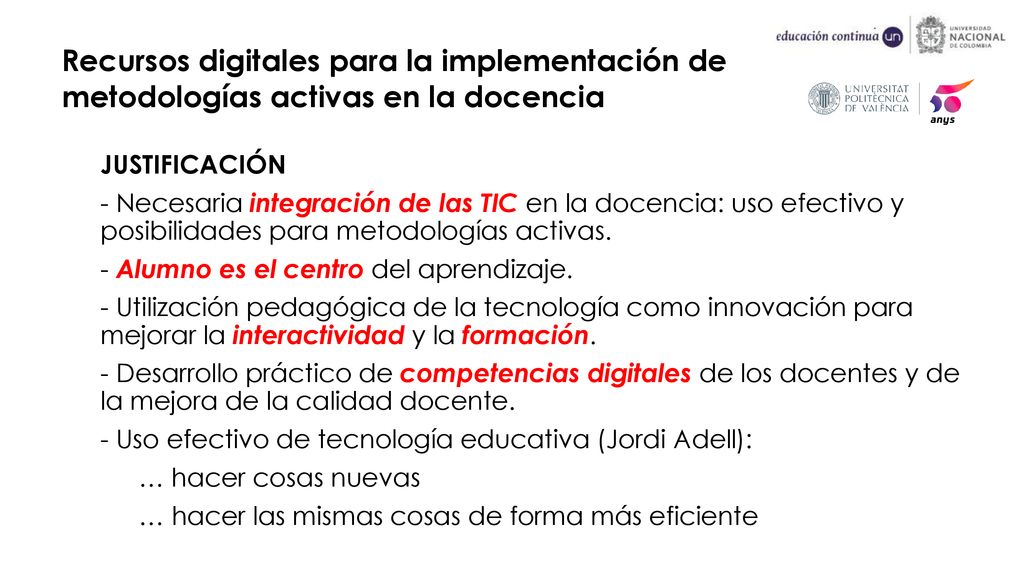 Recursos digitales para la implementación de metodologías activas en la docencia