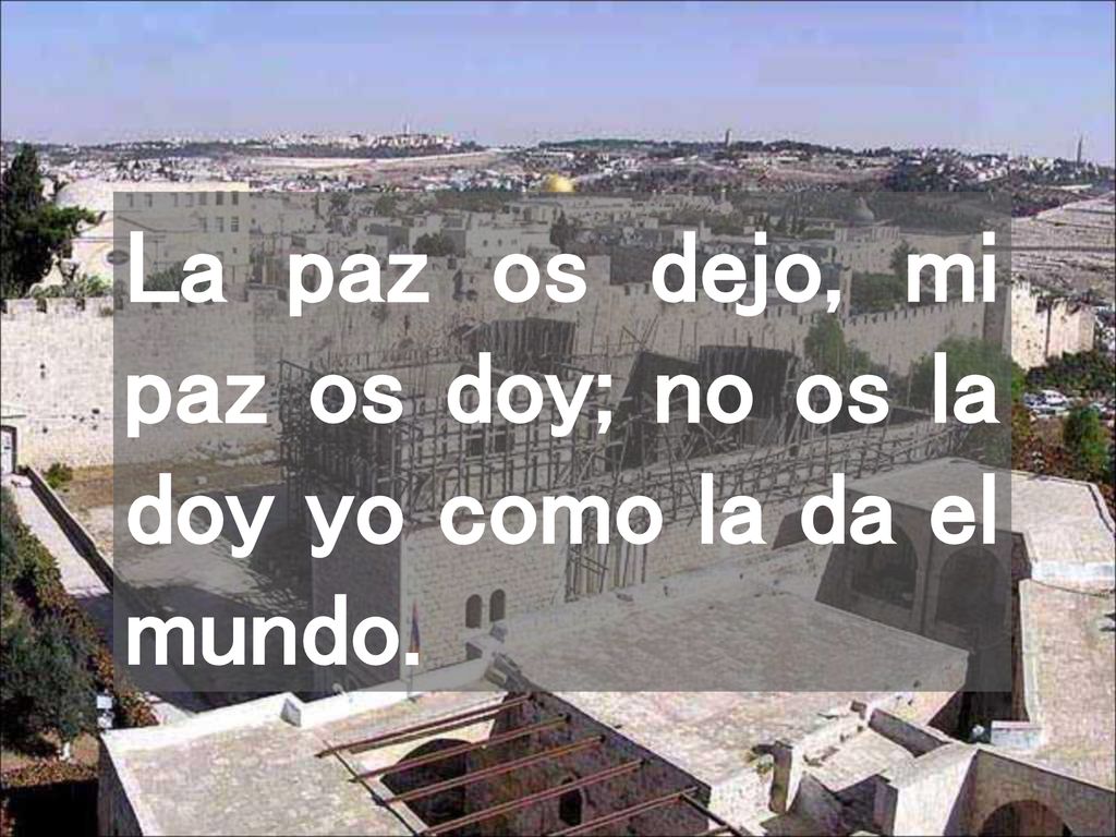 La paz os dejo, mi paz os doy; no os la doy yo como la da el mundo.