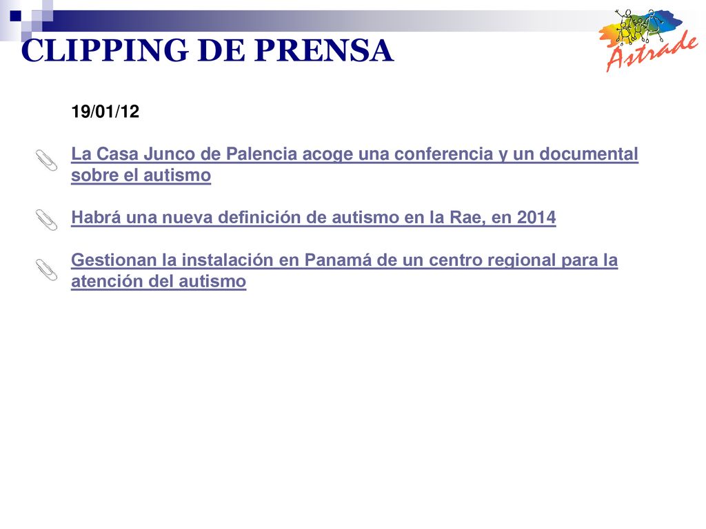 CLIPPING DE PRENSA 19/01/12. La Casa Junco de Palencia acoge una conferencia y un documental sobre el autismo.