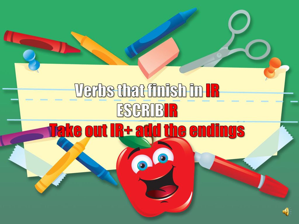 Verbs that finish in IR ESCRIBIR Take out IR+ add the endings