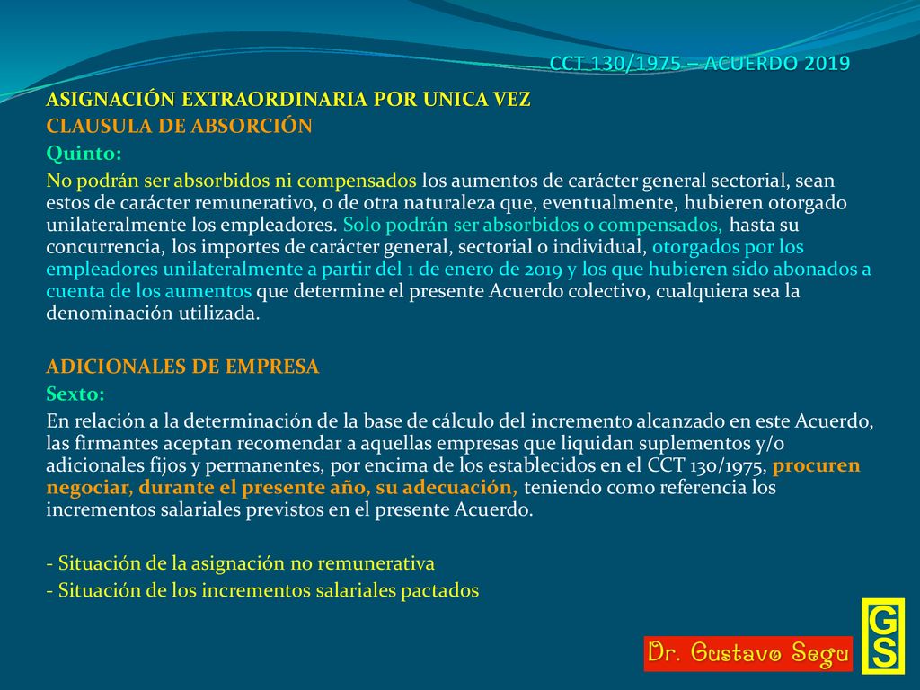 CCT 130/1975 – ACUERDO 2019 ASIGNACIÓN EXTRAORDINARIA POR UNICA VEZ