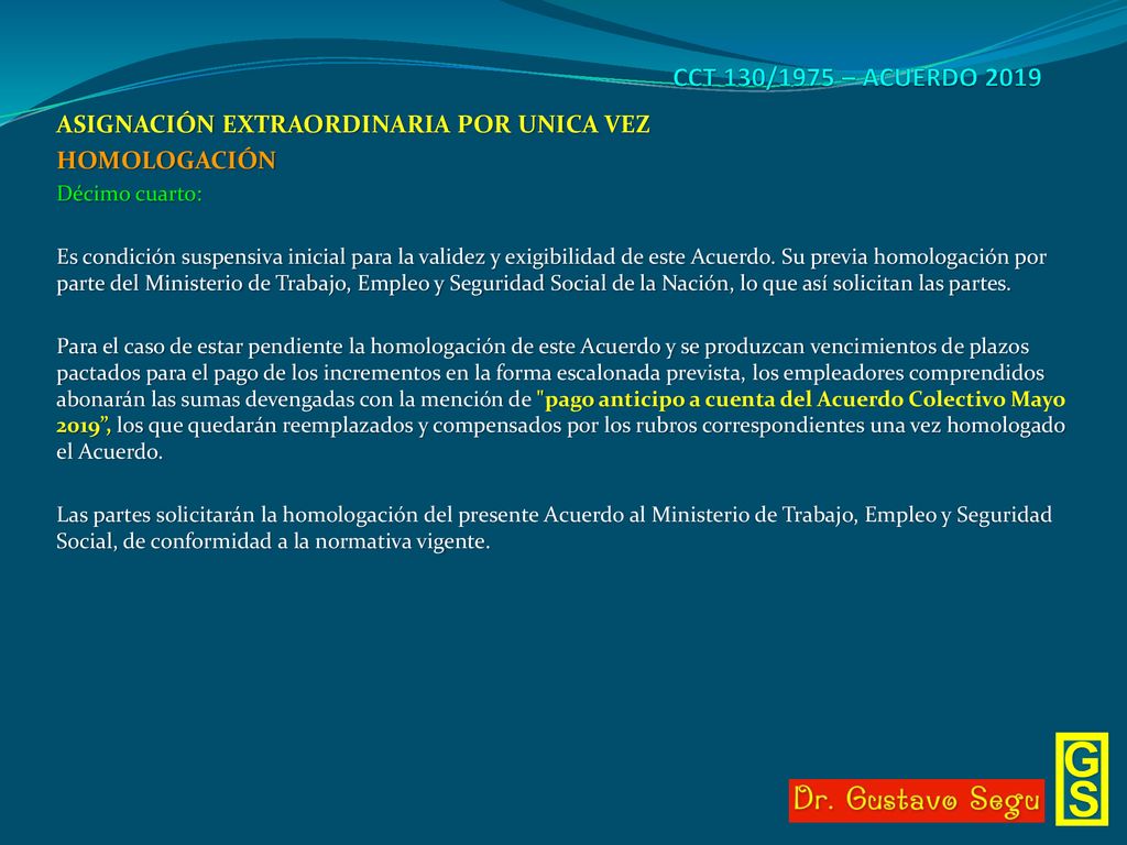 CCT 130/1975 – ACUERDO 2019 ASIGNACIÓN EXTRAORDINARIA POR UNICA VEZ