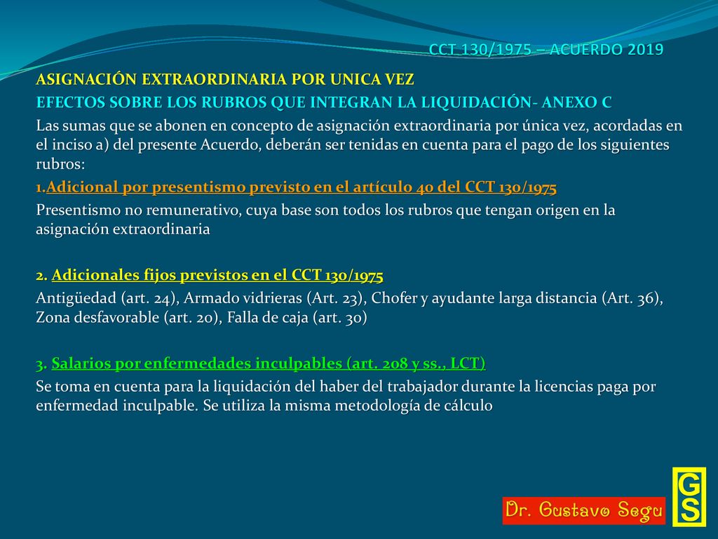 CCT 130/1975 – ACUERDO 2019 ASIGNACIÓN EXTRAORDINARIA POR UNICA VEZ