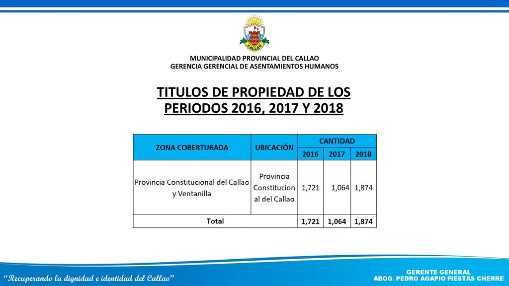 TITULOS DE PROPIEDAD DE LOS PERIODOS 2016, 2017 Y 2018