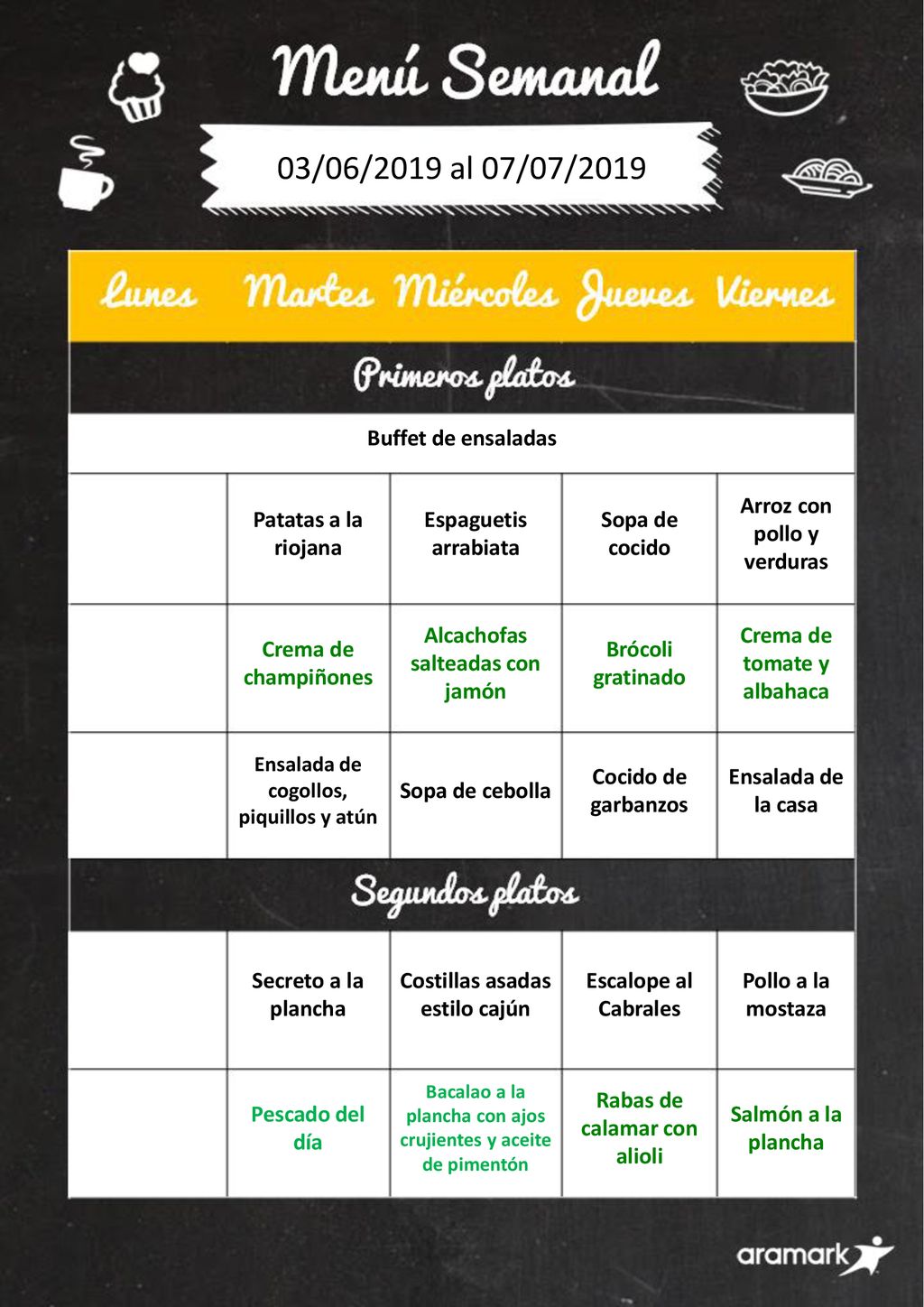03/06/2019 al 07/07/2019 Buffet de ensaladas Patatas a la riojana