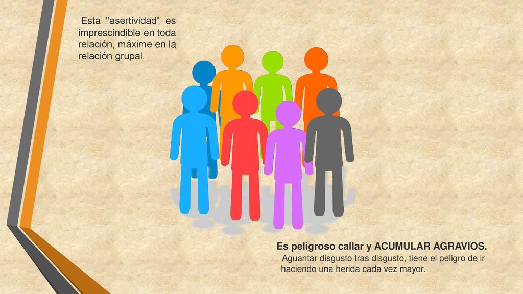 Esta asertividad es imprescindible en toda relación, máxime en la relación grupal.