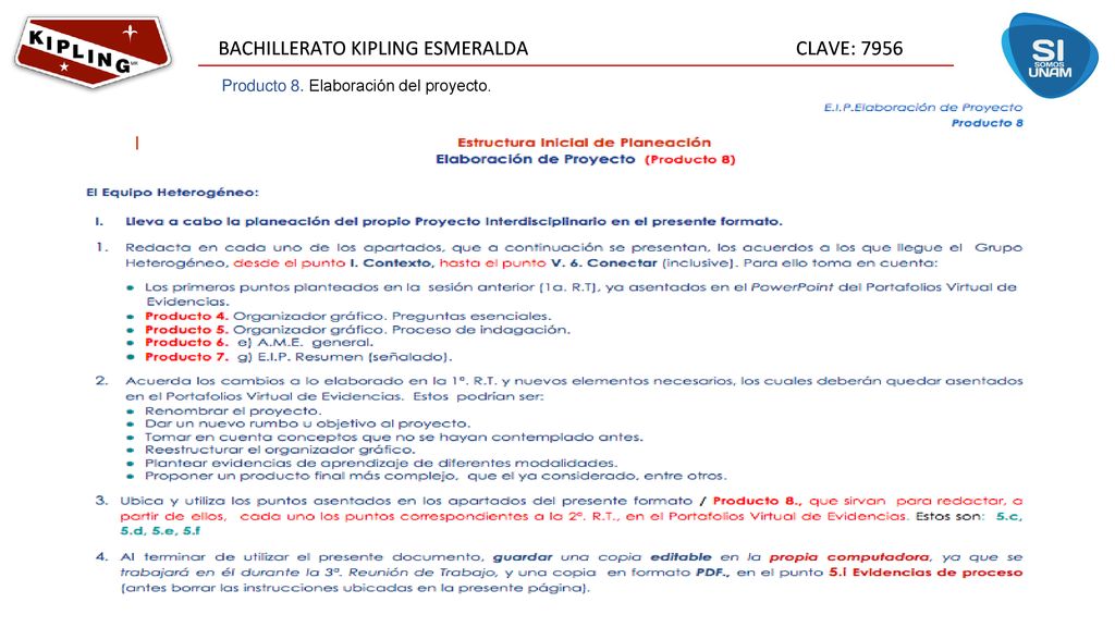 Producto 8. Elaboración del proyecto