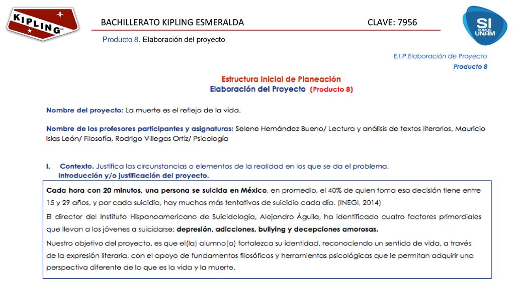 Producto 8. Elaboración del proyecto