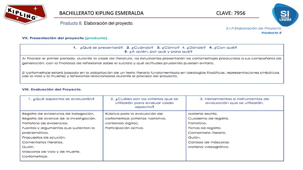 Producto 8. Elaboración del proyecto.