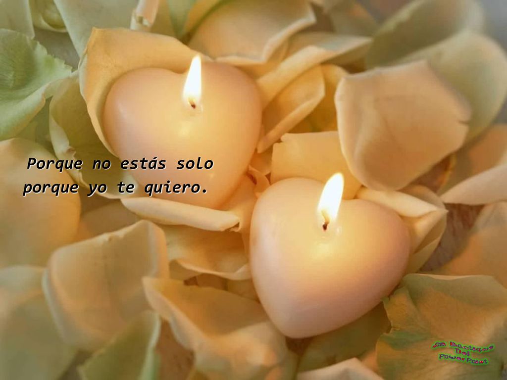 Porque no estás solo porque yo te quiero.