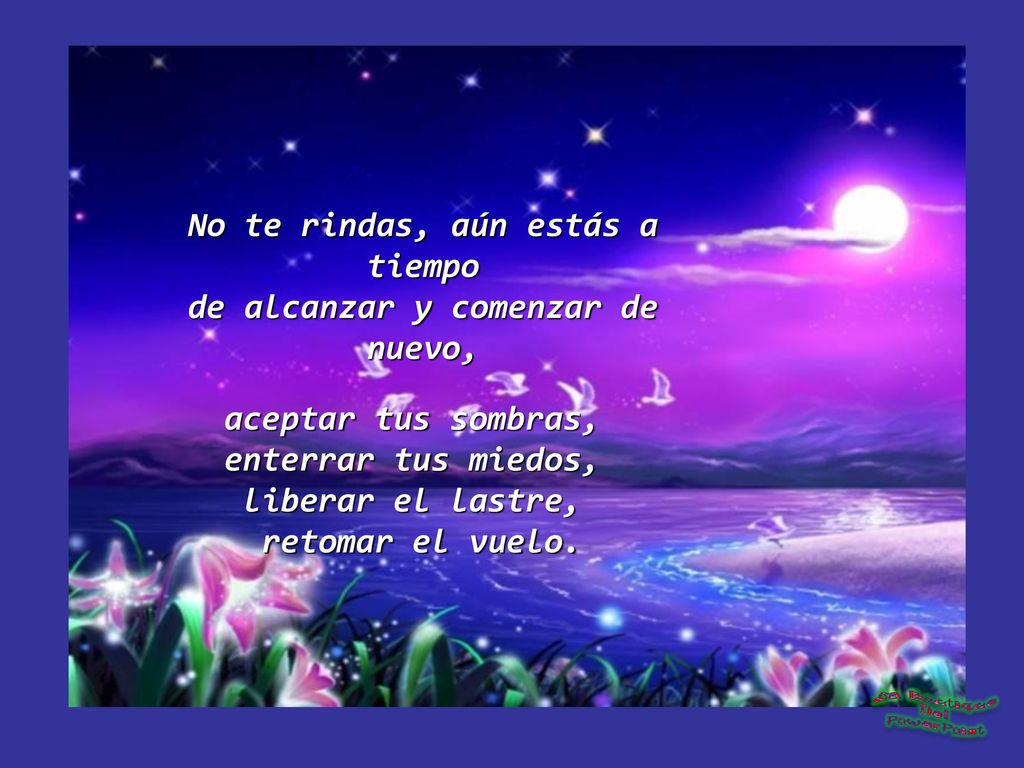 No te rindas, aún estás a tiempo de alcanzar y comenzar de nuevo,