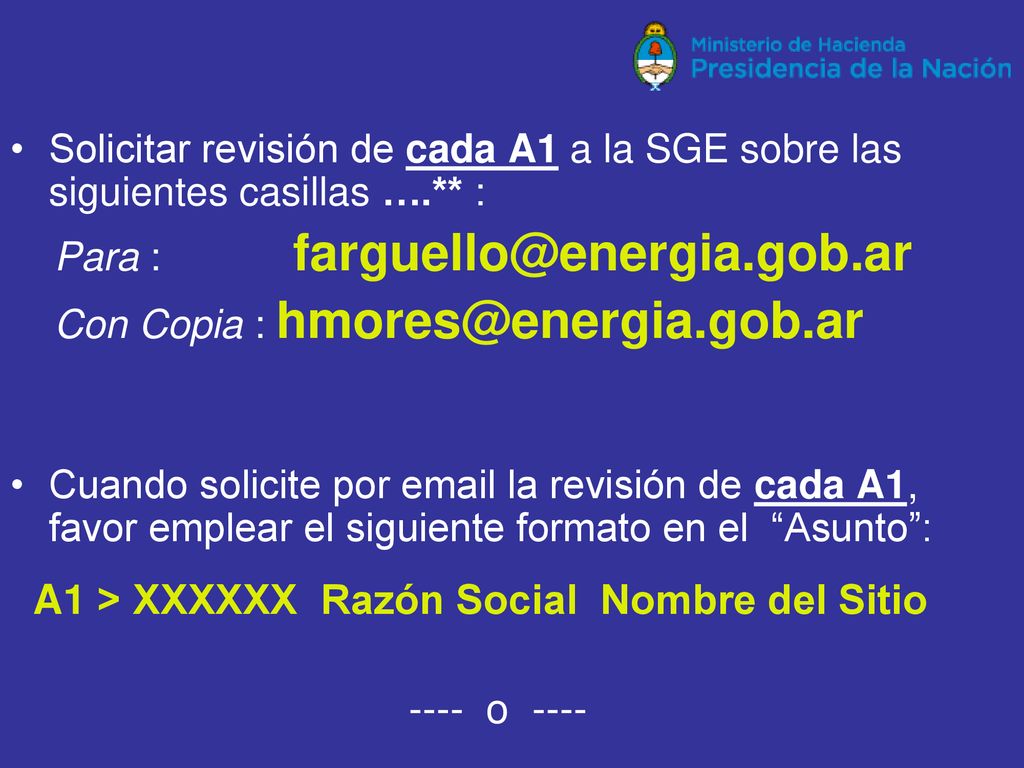 A1 > XXXXXX Razón Social Nombre del Sitio ---- o ----