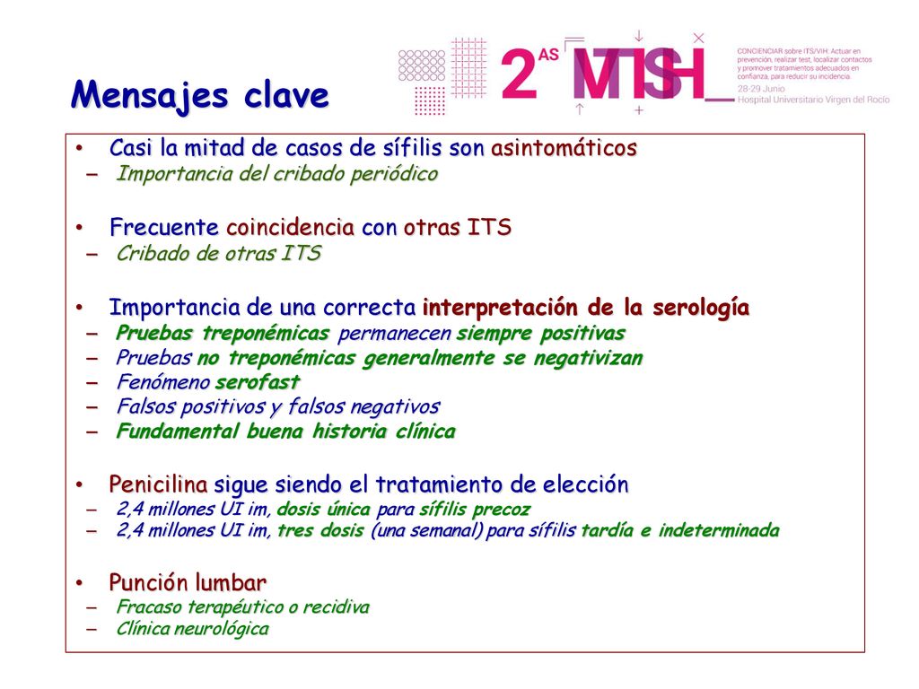 Mensajes clave Casi la mitad de casos de sífilis son asintomáticos