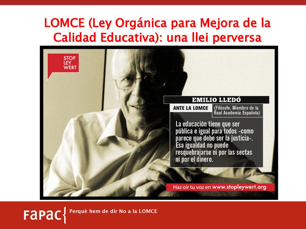 LOMCE (Ley Orgánica para Mejora de la Calidad Educativa): una llei perversa