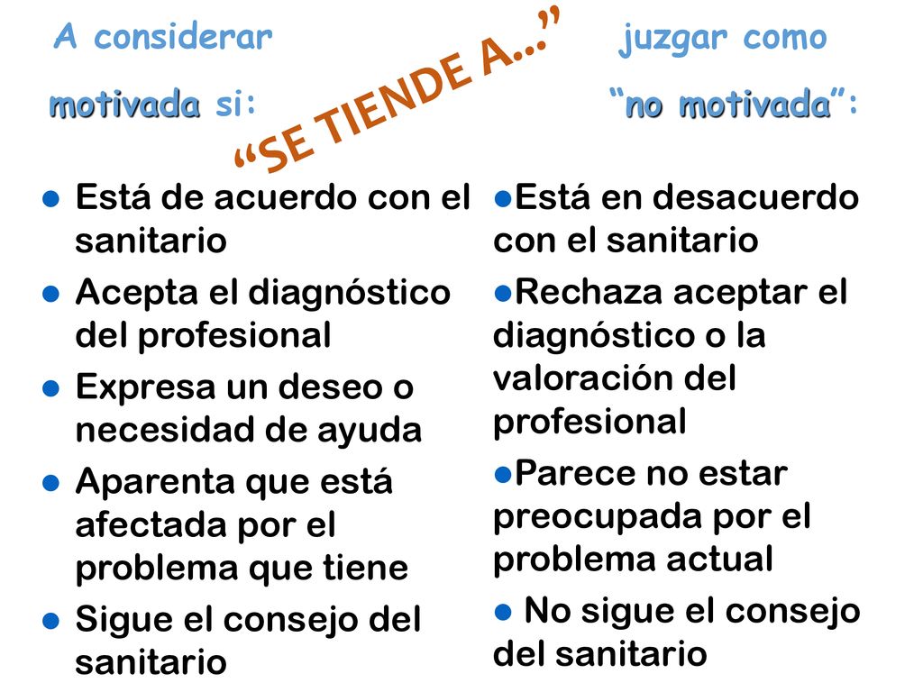 SE TIENDE A... A considerar juzgar como motivada si: no motivada :