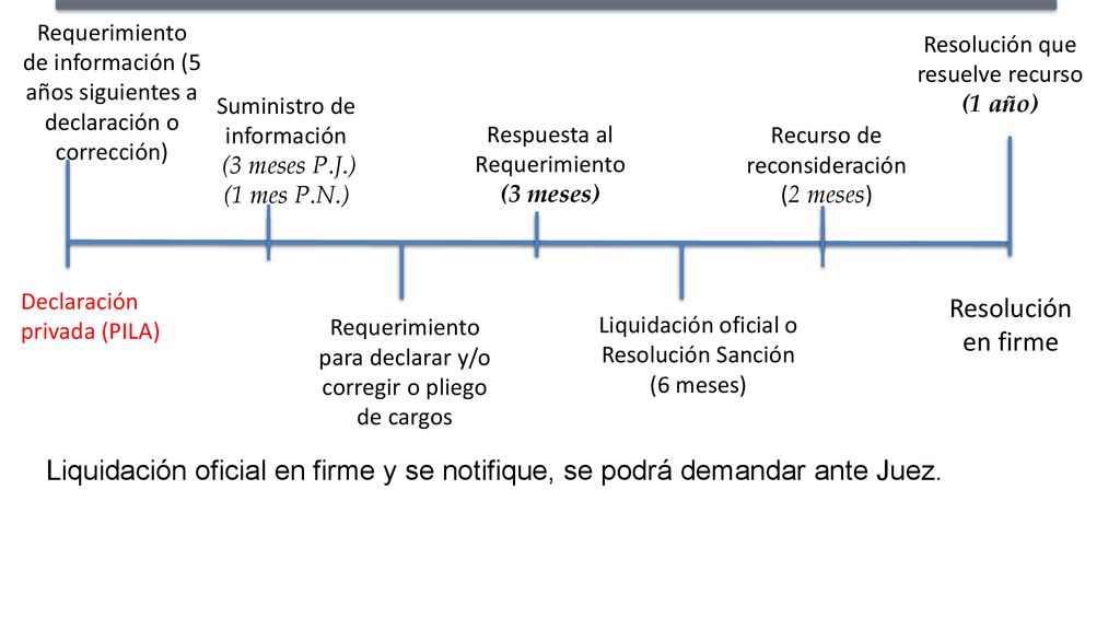 Requerimiento de información (5 años siguientes a declaración o corrección)