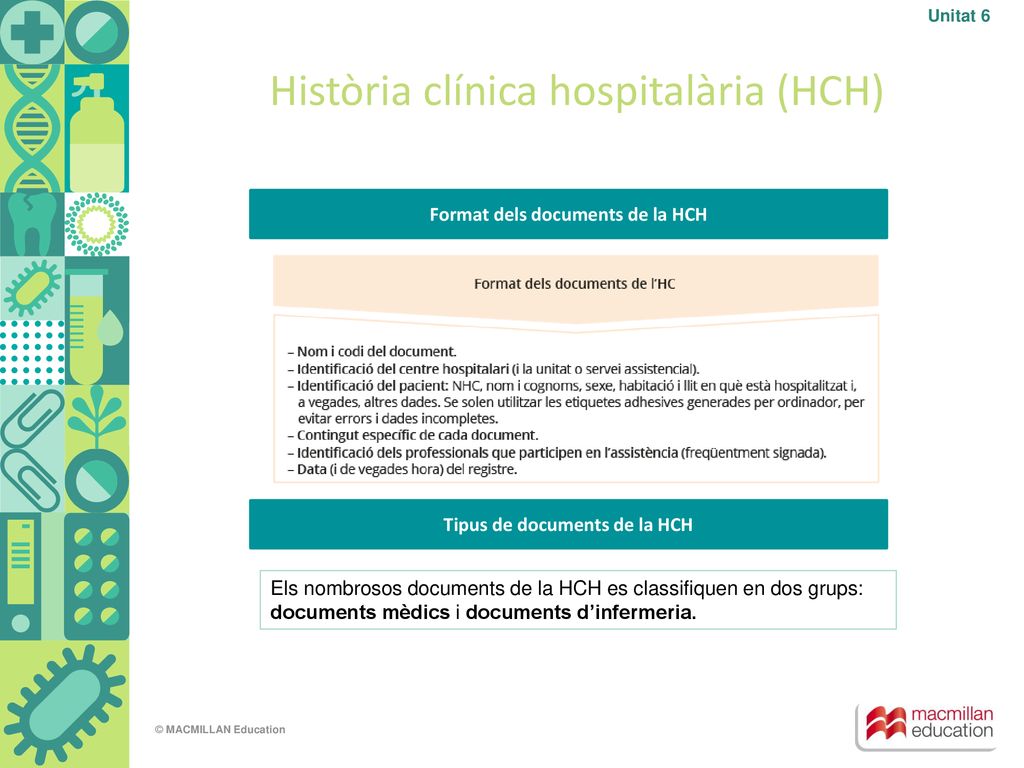 Format dels documents de la HCH Tipus de documents de la HCH