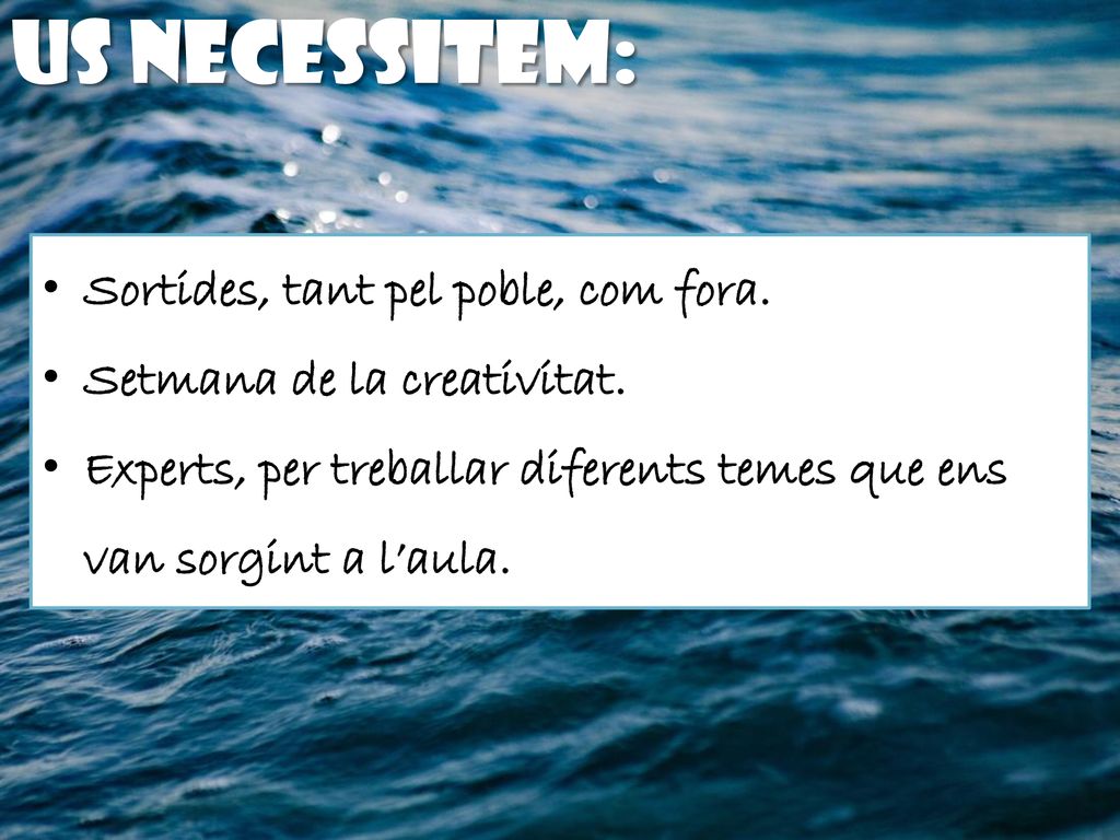 US NECESSITEM: Sortides, tant pel poble, com fora.