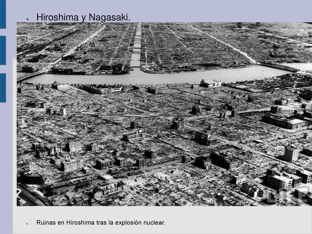 Hiroshima y Nagasaki. Ruinas en Hiroshima tras la explosión nuclear.