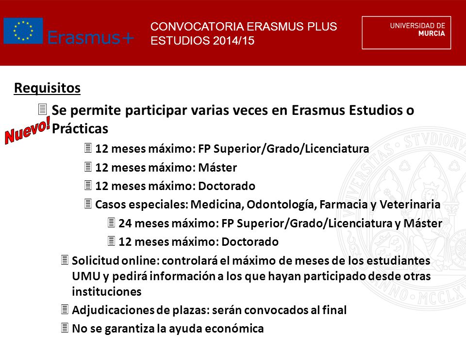 Se permite participar varias veces en Erasmus Estudios o Prácticas