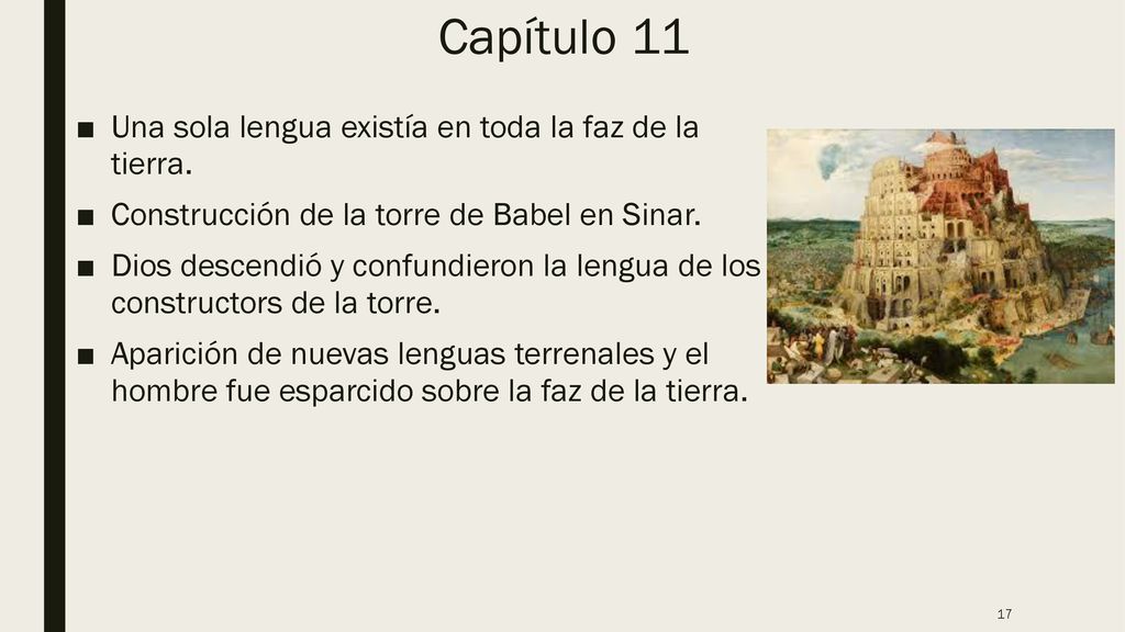 Capítulo 11 Una sola lengua existía en toda la faz de la tierra.