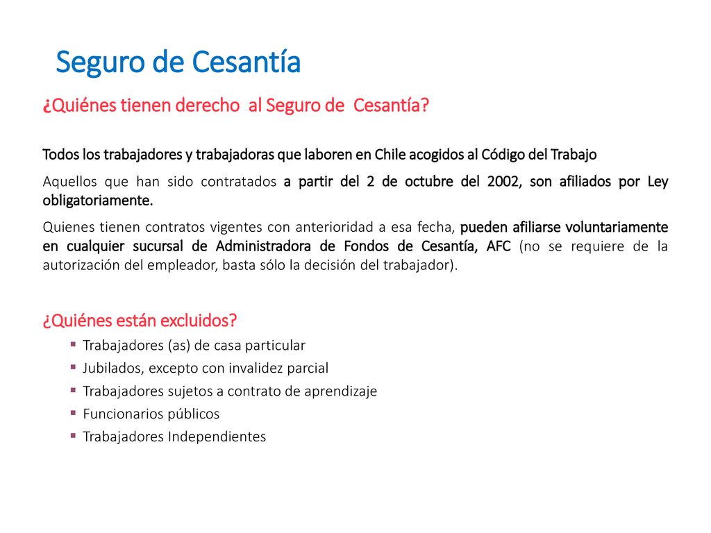 Seguro de Cesantía ¿Quiénes tienen derecho al Seguro de Cesantía