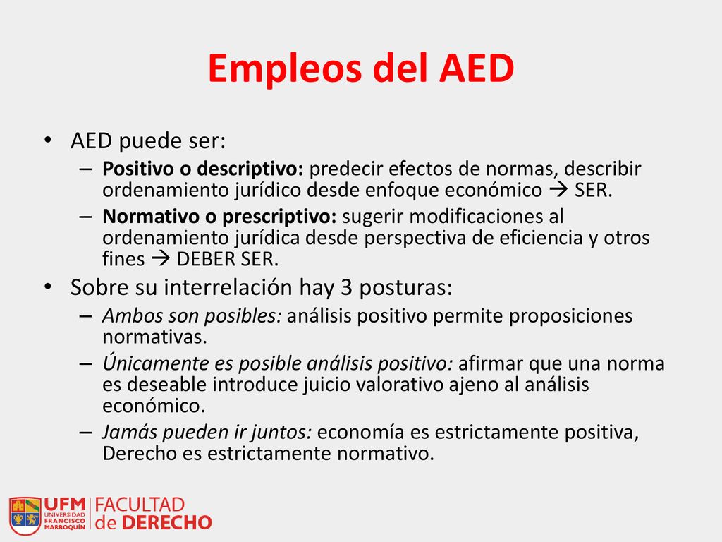 Empleos del AED AED puede ser: Sobre su interrelación hay 3 posturas: