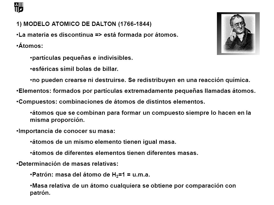 1) MODELO ATOMICO DE DALTON ( )